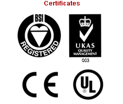 Certificados CE, UL, BSI